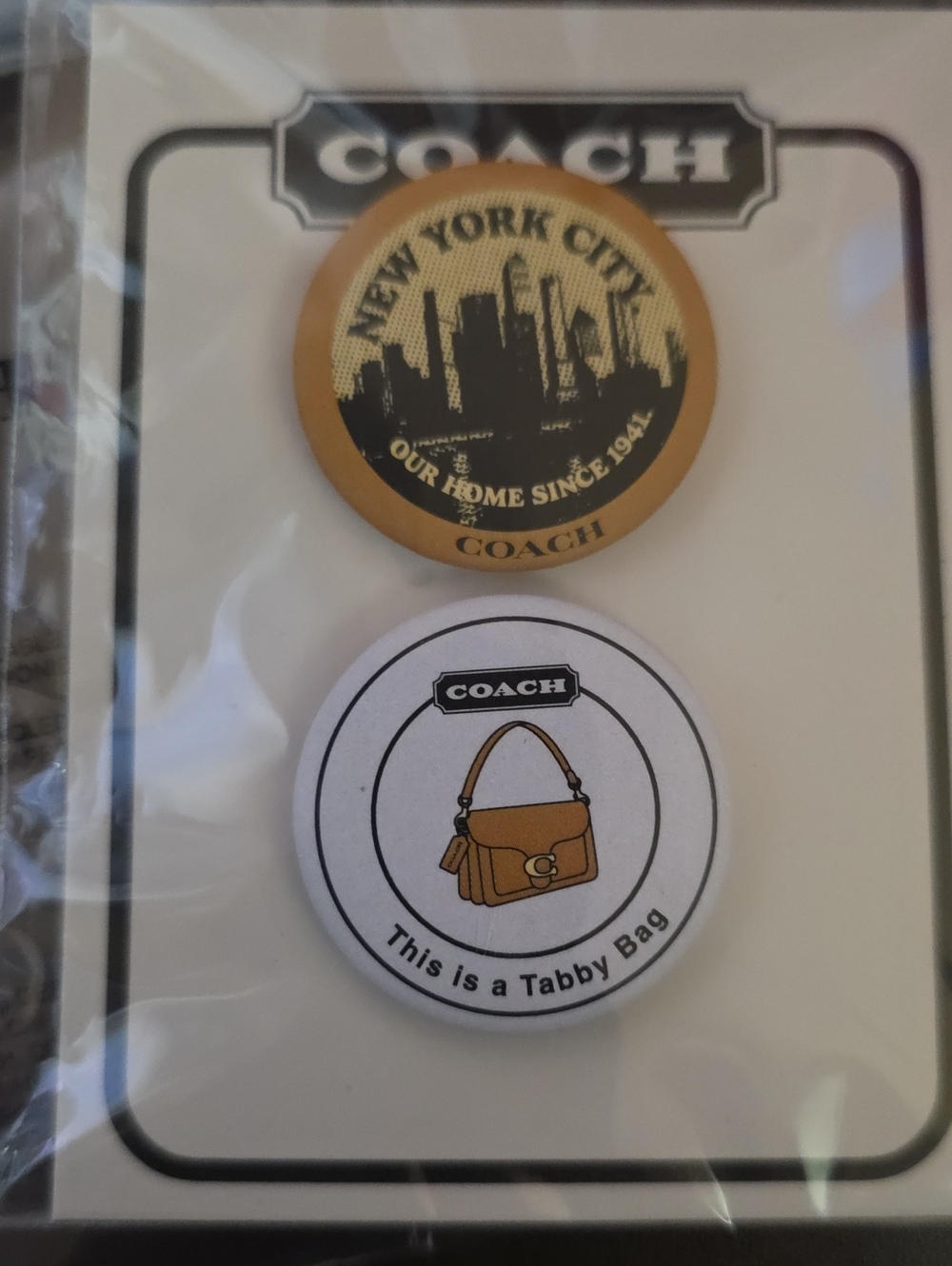 Coach Gold & White New York City and Tabby Bag Pin Set